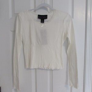 Polly & Esther White Long Sleeve Top With Lace around the Neck.